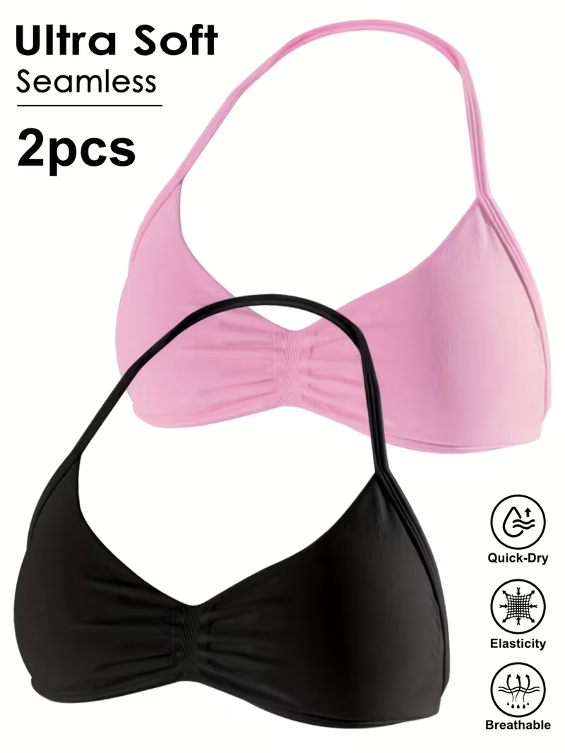 قطعتان من توبات رياضية نسائية  - مراجعة Sports Bra Racerback وسعره